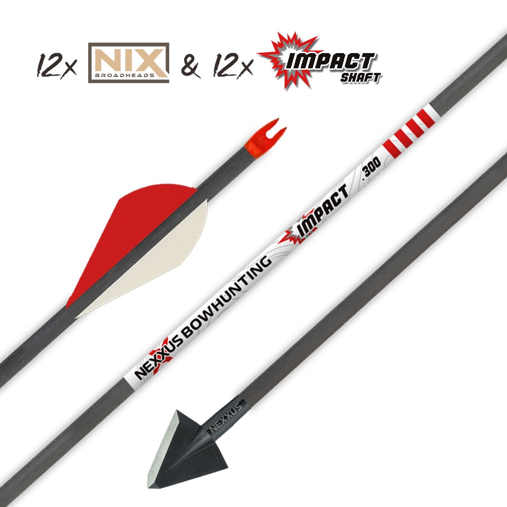 Impact Shaft / Nix Broadhead Bundle - 12 Pack